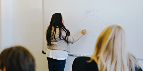 Ashley writing on a whiteboard.