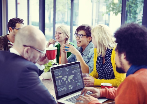 people having a happy meeting
