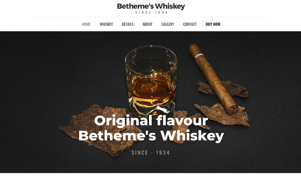 Betheme's Whiskey website