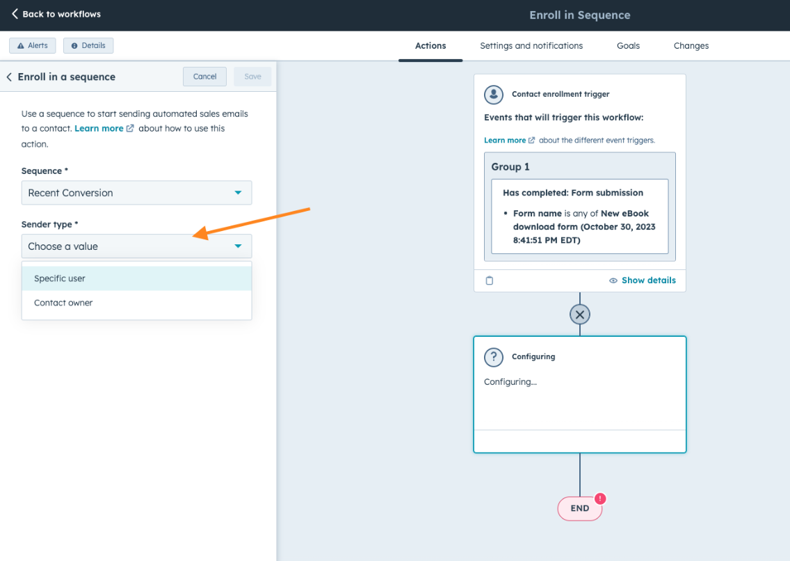 Sequence enrollment via workflows