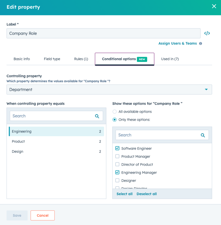 Conditional Property Options