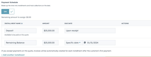 Payment Schedules On Quotes